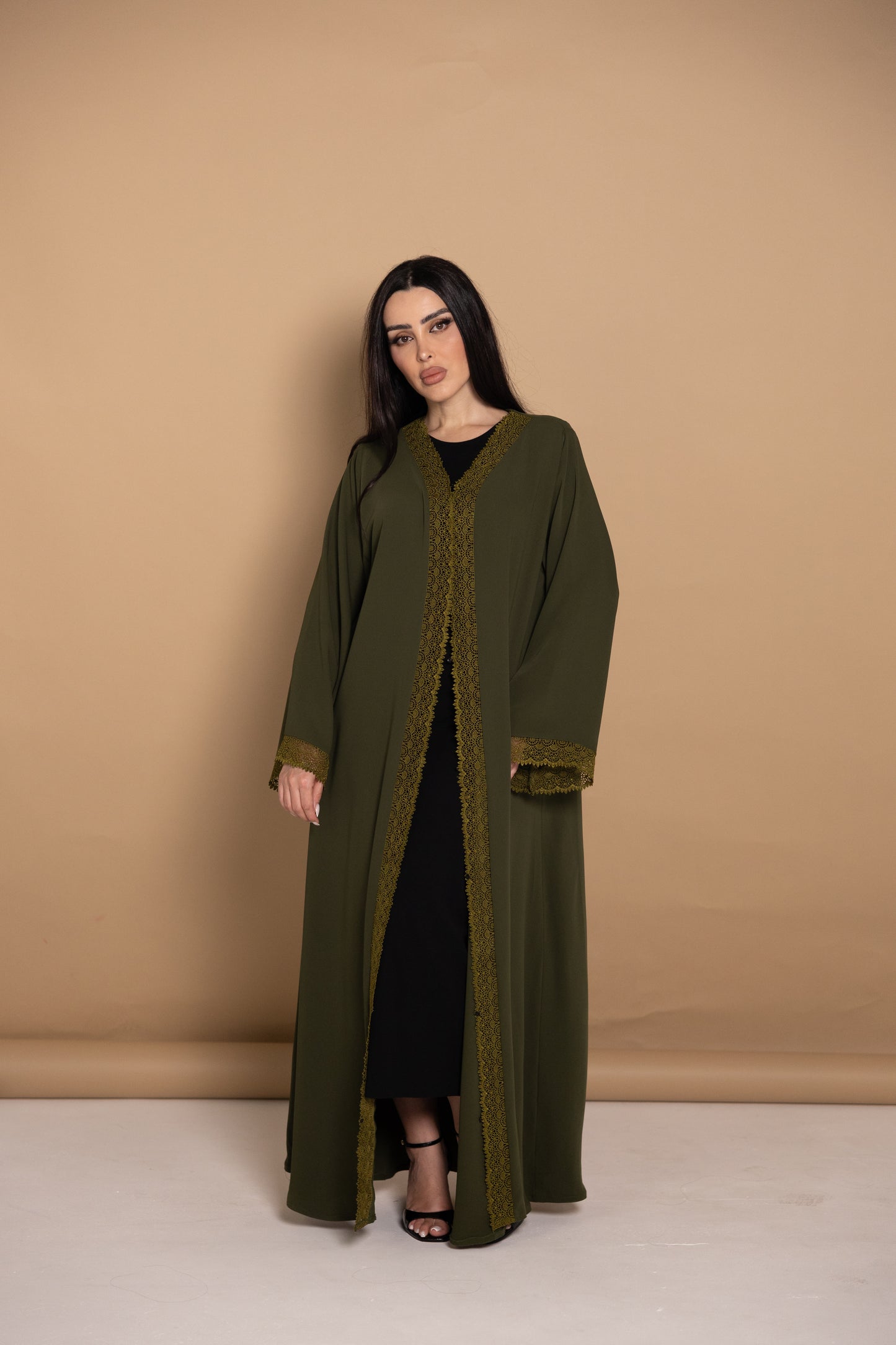 Green lace abaya