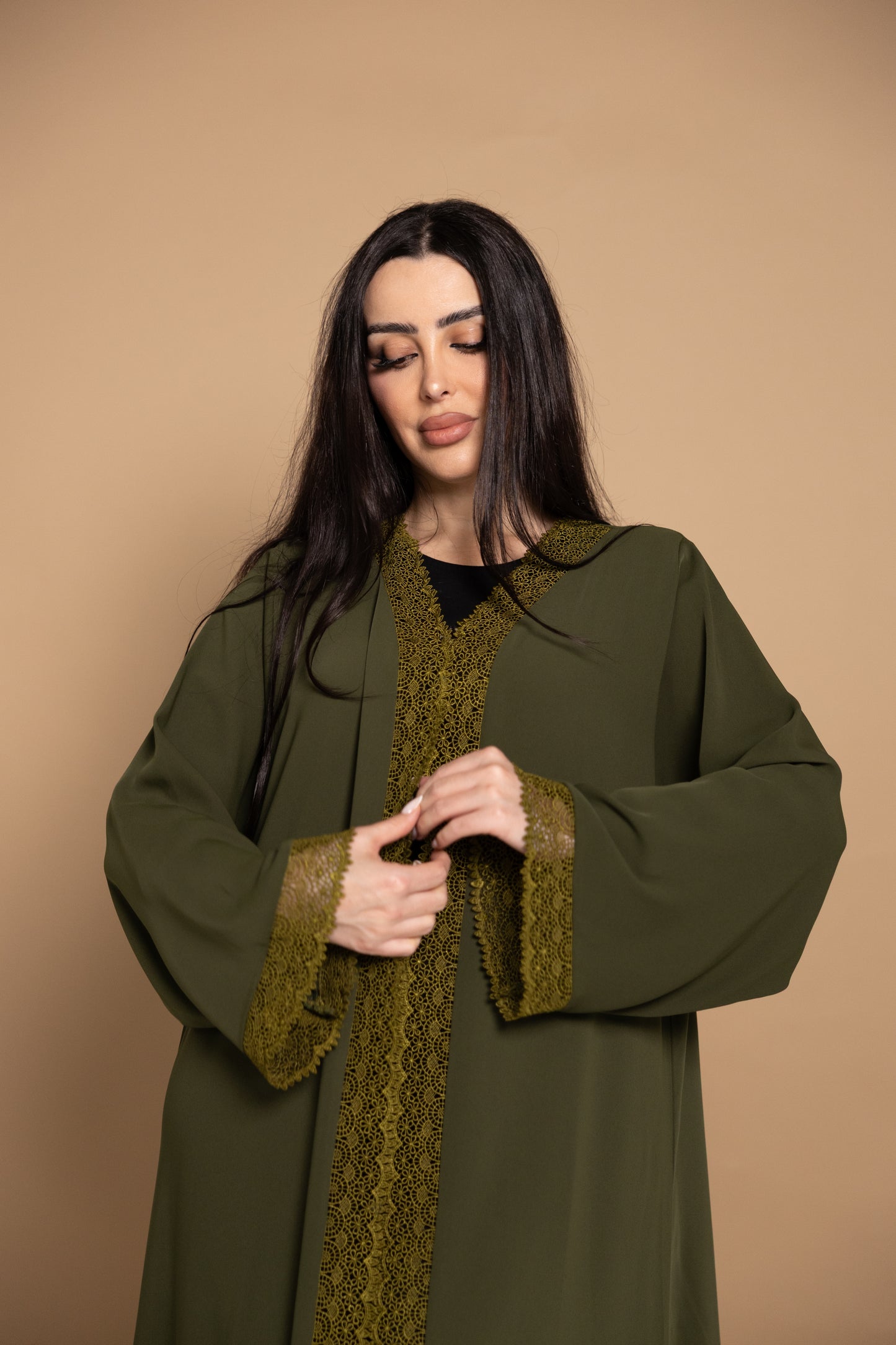 Green lace abaya
