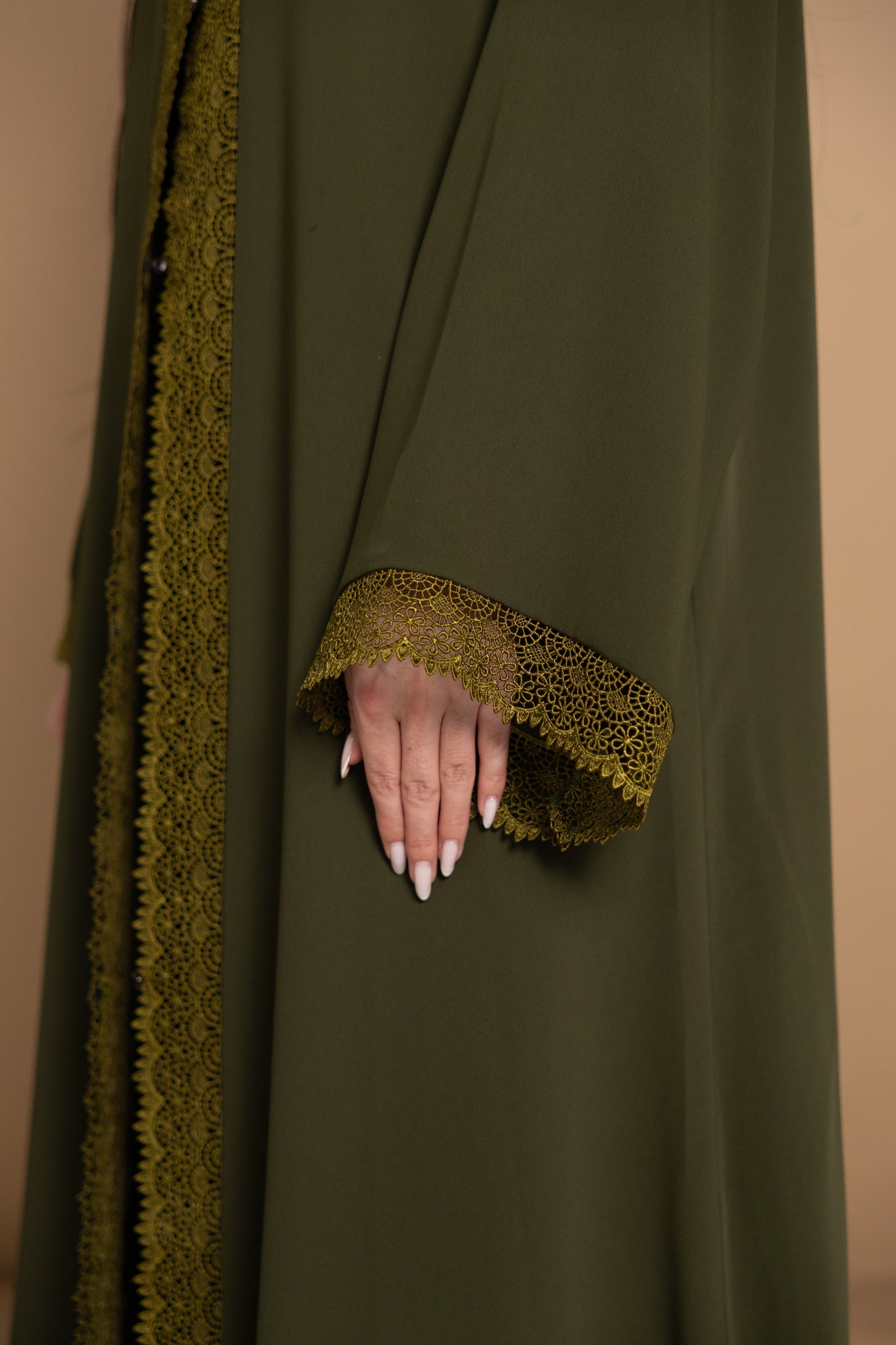 Green lace abaya