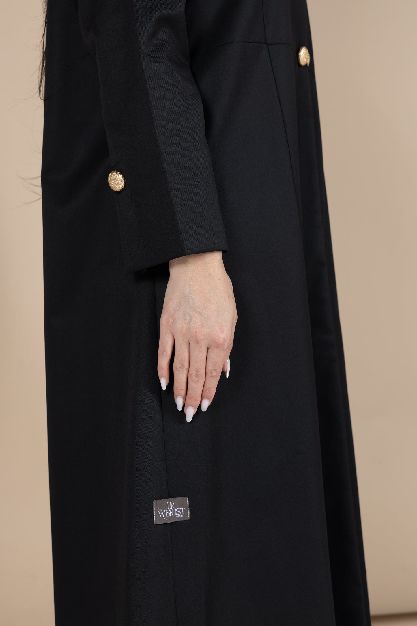 Black coat x gold buttons abaya