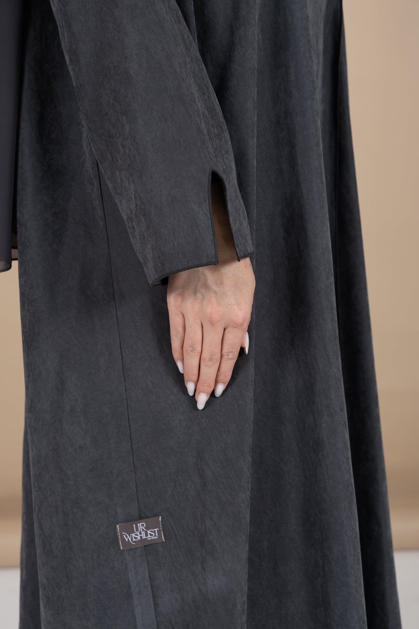 Gray suede abaya