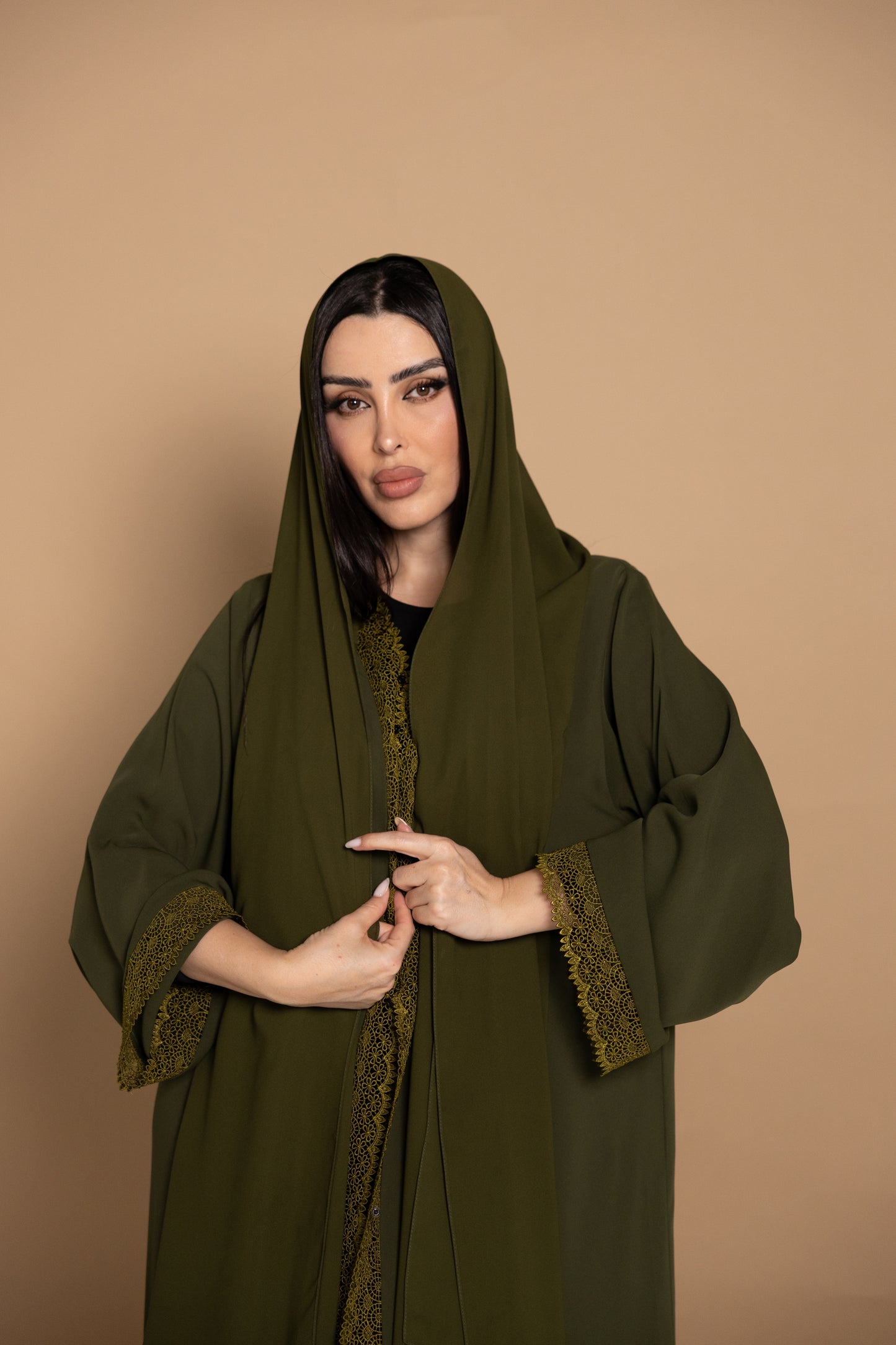 Green lace abaya