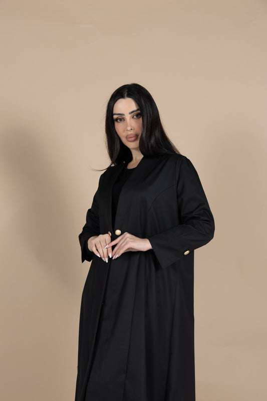 Black coat x gold buttons abaya