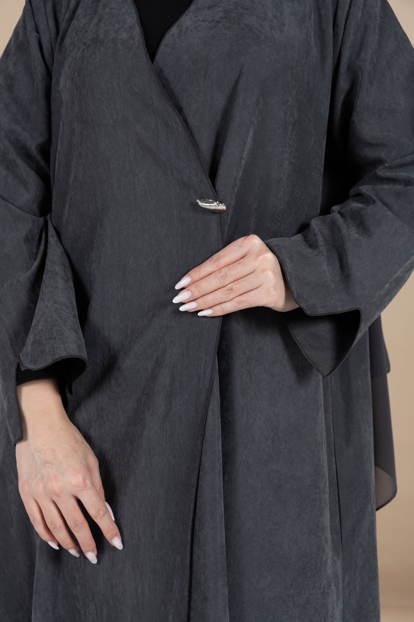 Gray suede abaya