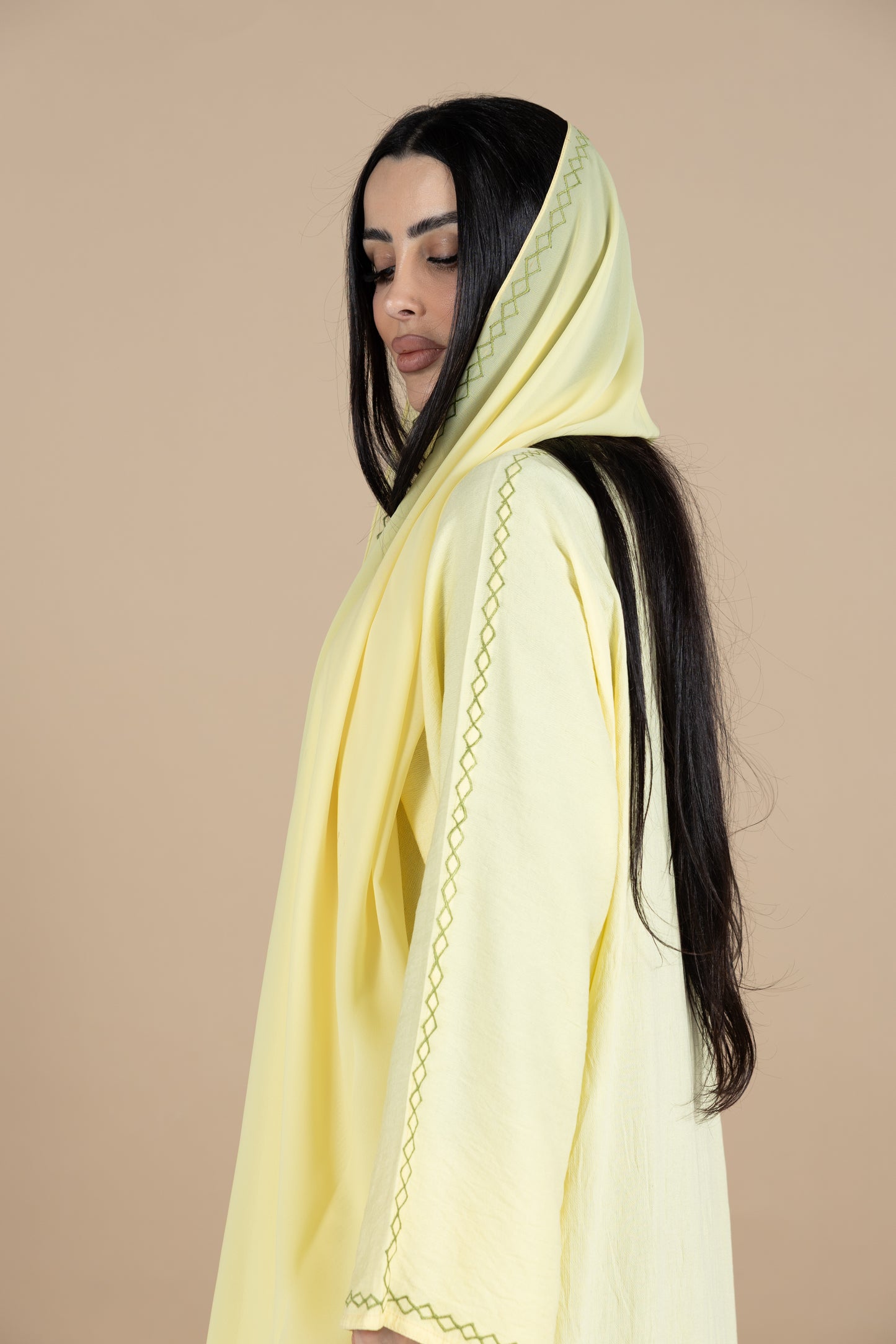 Lemon yellow abaya